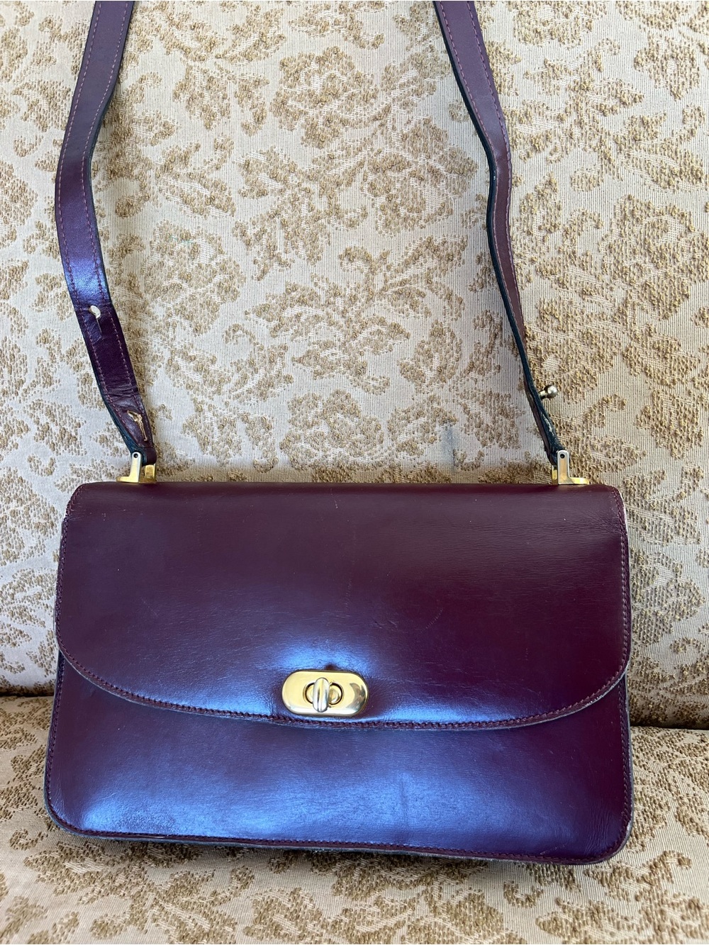 Lederer Vintage Made in France Burgundy / Oxblood Patent Leather Bag